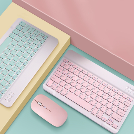 10in-Mini Portable Wireless Bluetooth Universal Ultra-thin Mouse Keyboard - Green