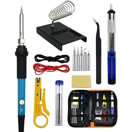 60W Soldering Iron Kit Adjustable Temperature Toolset 15 Pieces