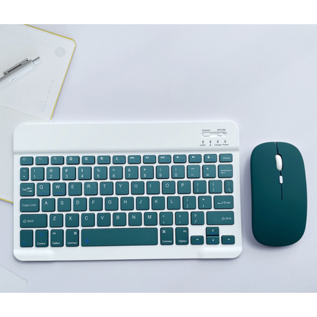 10in-Mini Portable Wireless Bluetooth Universal Ultra-thin Mouse Keyboard - Green