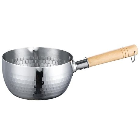 Saucepan Japanese Snow Pan Pot Stainless Steel MilkPot Wooden Handle 22cm