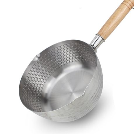 Saucepan Japanese Snow Pan Pot Stainless Steel MilkPot Wooden Handle 22cm