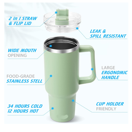 Multi-Funtional Double-Wall Stainless Steel Vacuum Flask With Straw 1200ml