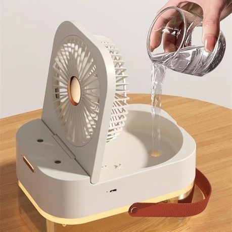 Triple-Speed Water Mist Air Conditioner with Dual Sprayer and Night Light - White