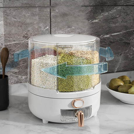 Large 360 Rotatable Rice, Pasta and Grain Dispenser Cereal Storage Container