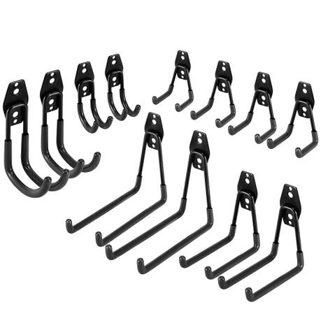 12 Heavy-Duty Iron Garage Hooks Non-Slip Coating Wall Mount Bikes Ladders - Orange