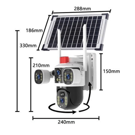 Solar 3-Lens Security Cam - 6MP, 4G, No Wiring, App Controlled
