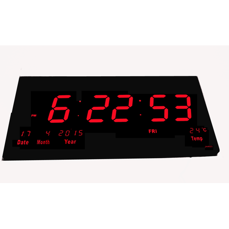 Large Digital LED Oversized Wall Clock With Date & Temperature
