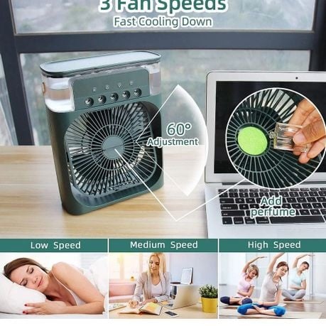 Air Conditioner Fan,Evaporative Air Cooler with 7 Colors LED Light - Black