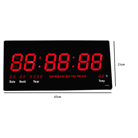 Large Digital LED Oversized Wall Clock With Date & Temperature