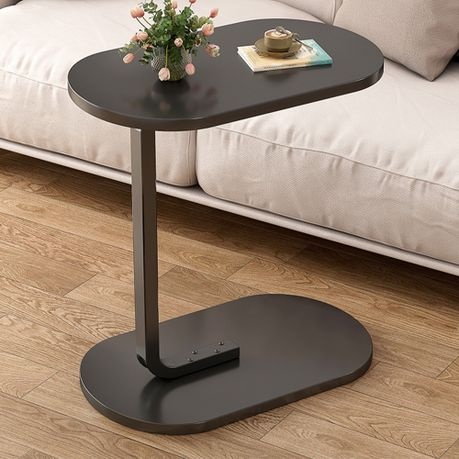 C Shaped End Table Side Table Sofa Snack Table Couch Table for Lving Room - Black