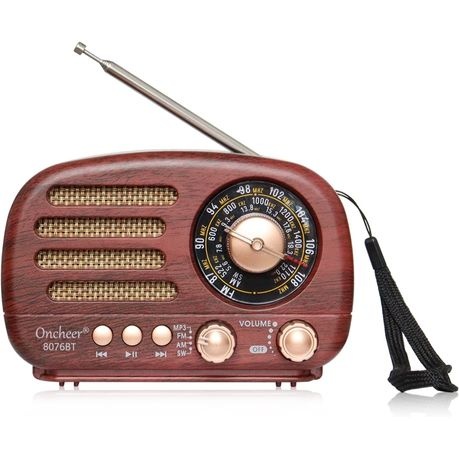 Portable Vintage Radio Retro Bluetooth Speaker Wood Finish