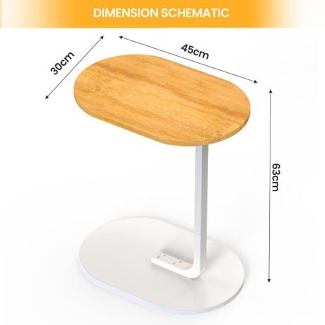 C Shaped End Table Side Table Sofa Snack Table Couch Table for Lving Room - Black
