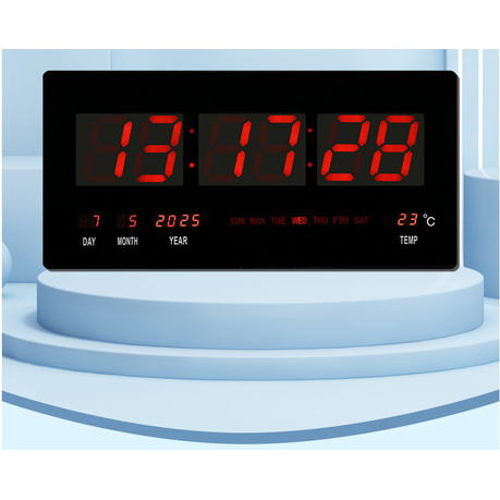 Large Digital LED Oversized Wall Clock With Date & Temperature