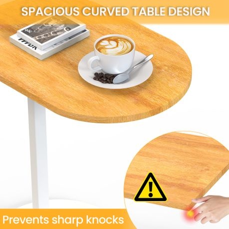 C Shaped End Table Side Table Sofa Snack Table Couch Table for Lving Room - Black