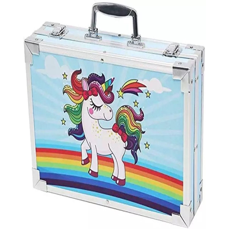 145Pcs Unicorn Kids Painting & Drawing Art Set With Aluminium Case - Blue