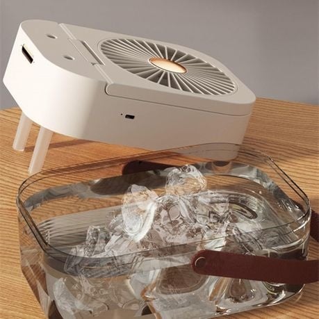 Triple-Speed Water Mist Air Conditioner with Dual Sprayer and Night Light - White