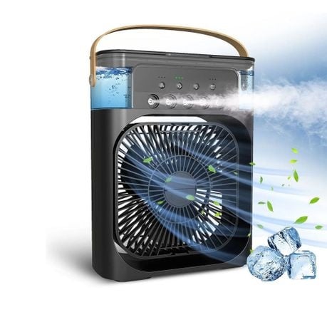 Air Conditioner Fan,Evaporative Air Cooler with 7 Colors LED Light - Black