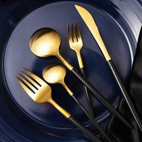 Luxury Dinner Cutlery Set -24 Piece - Black