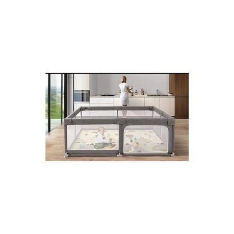 Baby Playpen Activity Center Set With Mat -Grey
