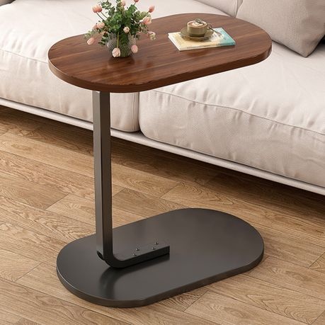 C Shaped End Table Side Table Sofa Snack Table Couch Table for Lving Room - Black