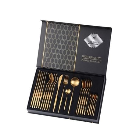 Luxury Dinner Cutlery Set -24 Piece - Black