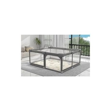 Baby Playpen Activity Center Set With Mat -Grey