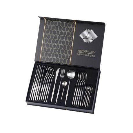 Luxury Dinner Cutlery Set -24 Piece - Black