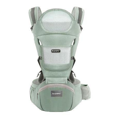 Green Baby Carrier with Hip Seat,Adjustable Removable 6in1 Baby Carrier