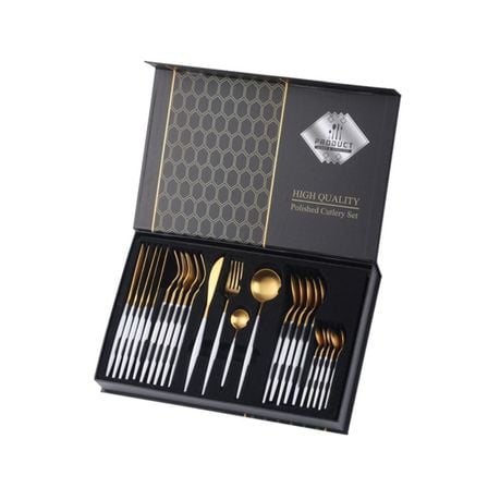 Luxury Dinner Cutlery Set -24 Piece - Black