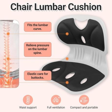 Posture Correction Chair Lumbar Support Cushion - Black
