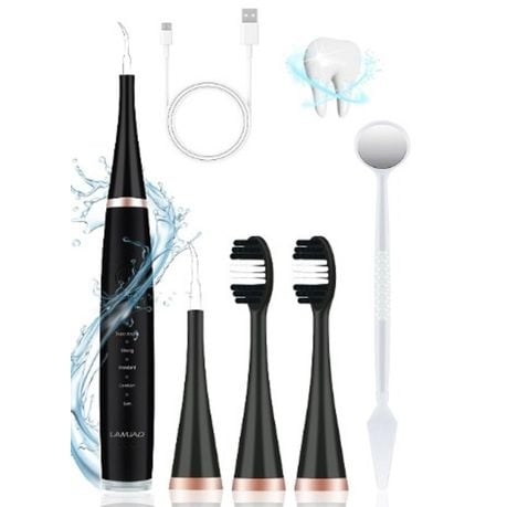 Electric Tooth Cleaner Adult Powerful Toothbrush With Plaque Remover - Black