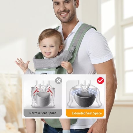 Green Baby Carrier with Hip Seat,Adjustable Removable 6in1 Baby Carrier