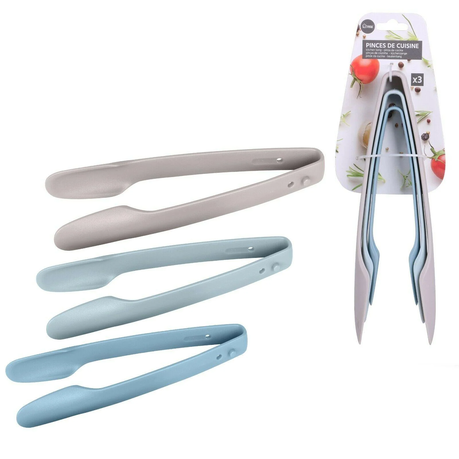 Ten-Teck Kitchen Tongs Set of 3 Nesting Kitchen Tongs Plastic