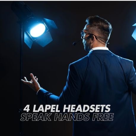 4 Lapel Headset Microphones for Stage performance, public speaking -UHF