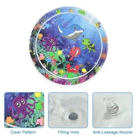 100x100cm Tummy Time Water Mat Inflatable Playmat Visual for Babies