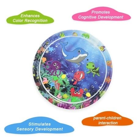 100x100cm Tummy Time Water Mat Inflatable Playmat Visual for Babies