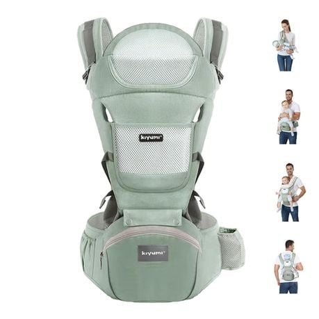 Green Baby Carrier with Hip Seat,Adjustable Removable 6in1 Baby Carrier