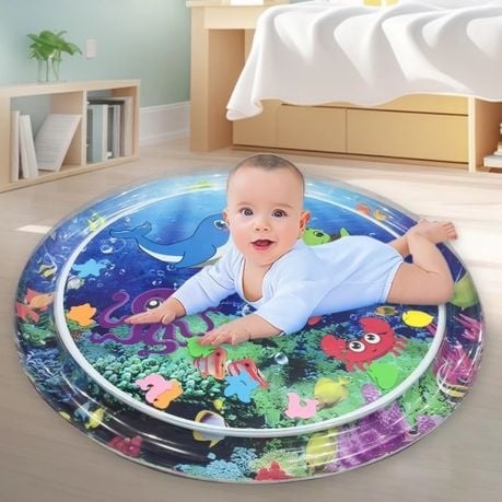 100x100cm Tummy Time Water Mat Inflatable Playmat Visual for Babies