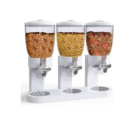 R01-CD03 Triple Cereal Dispenser Storage - White