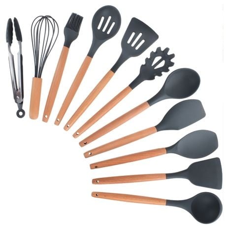 Cooking Utensil Set 11 Piece with Holder - Pink