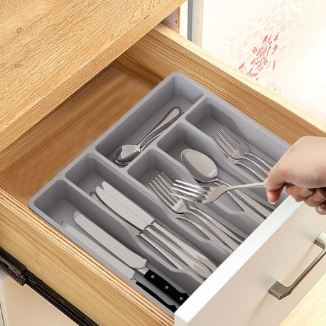 KINGSTAR Silverware Organizer with Lid Covered Kitchen Drawer