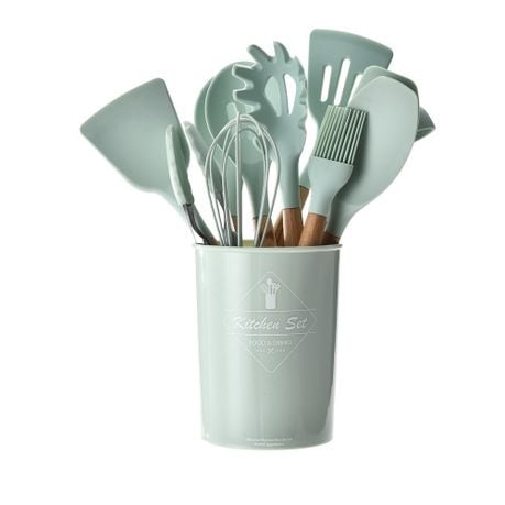 Cooking Utensil Set 11 Piece with Holder - Pink