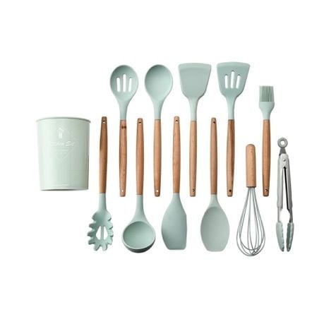 Cooking Utensil Set 11 Piece with Holder - Pink