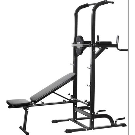 EX - Power Tower Dip Station High Capacity 800lbs w/Weight Sit Up Bench