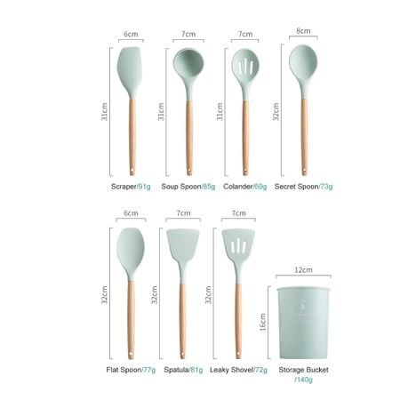 Cooking Utensil Set 11 Piece with Holder - Pink