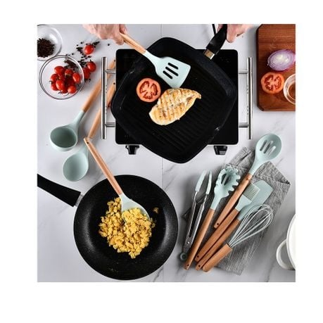 Cooking Utensil Set 11 Piece with Holder - Pink