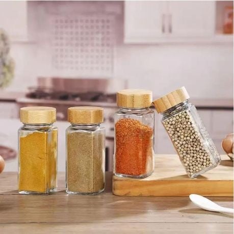 Square Spice Container Set - 24 Refillable Seasoning Jars with Caps