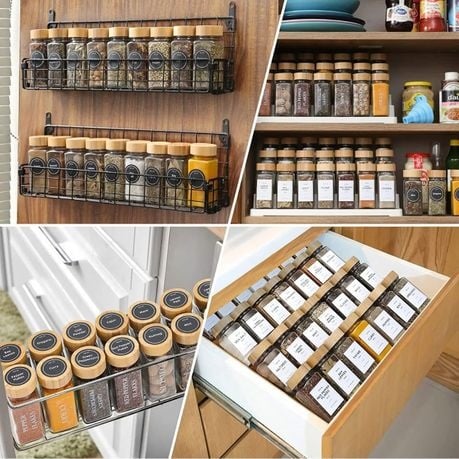 Square Spice Container Set - 24 Refillable Seasoning Jars with Caps