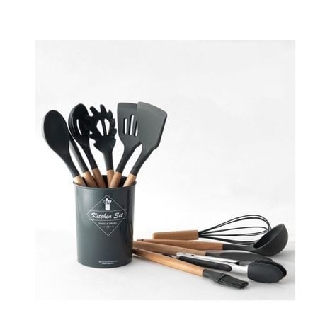 Cooking Utensil Set 11 Piece with Holder - Pink