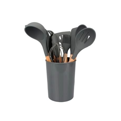 Cooking Utensil Set 11 Piece with Holder - Pink